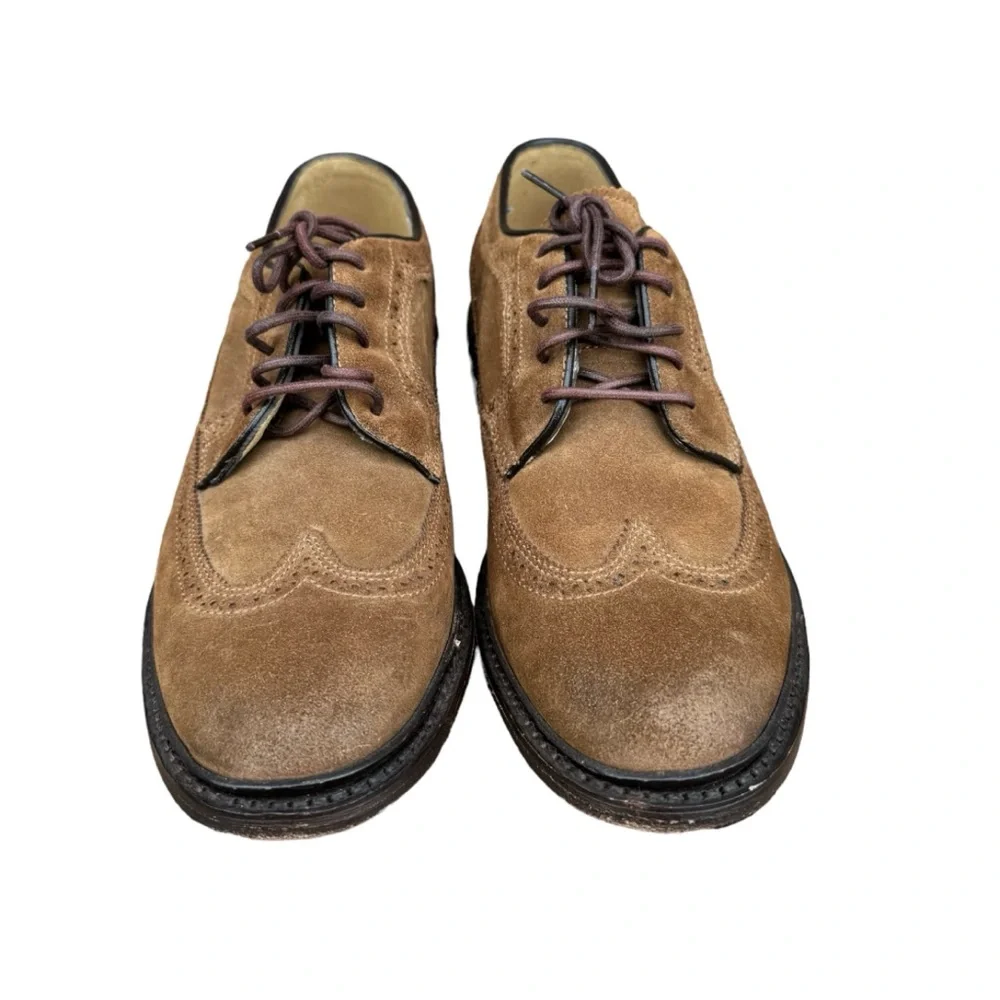 The Frye Company John A Frye Wingtip Suede Blucher Brown Oxford Dress Shoes 9D